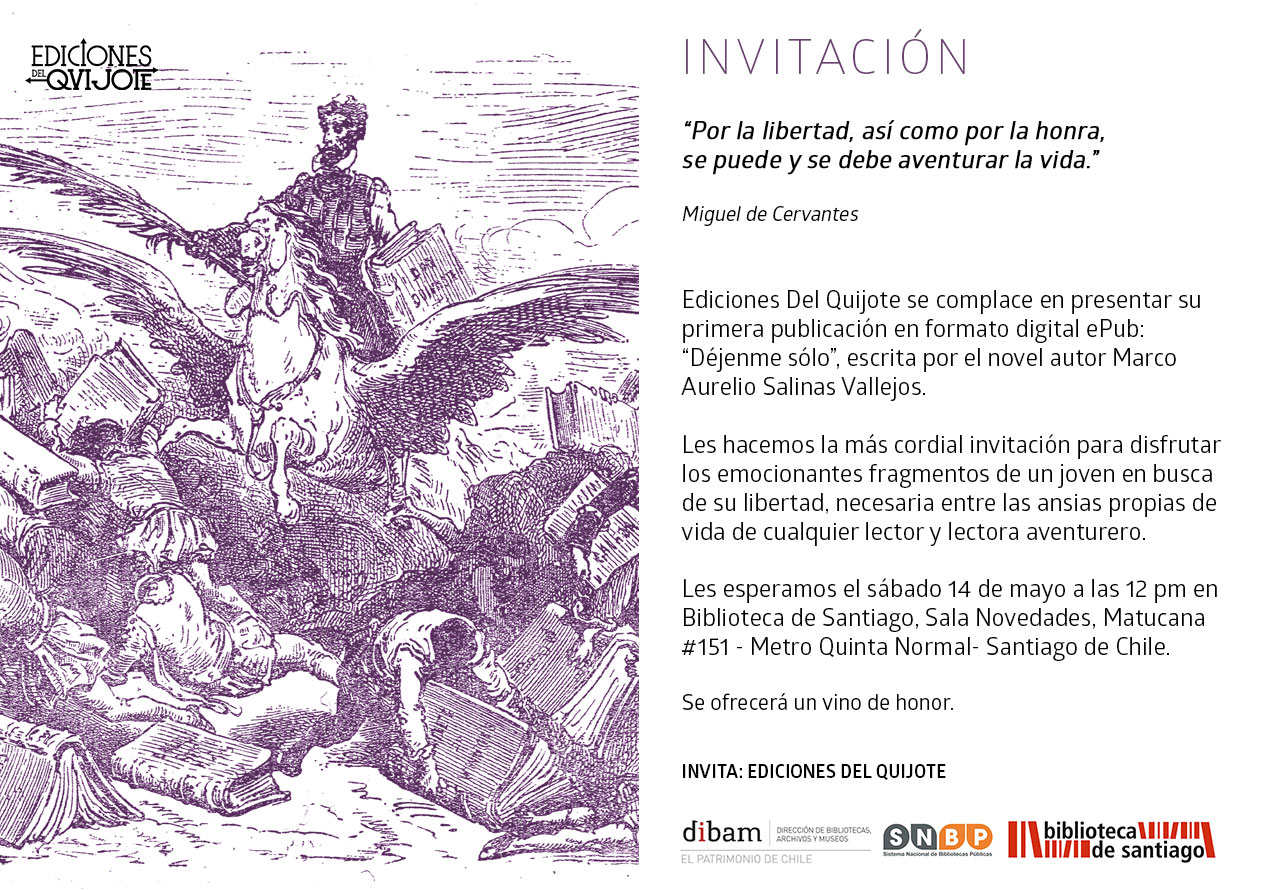 Invitación al lanzamiento de “Déjenme sólo”